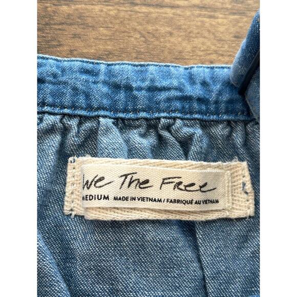 We The Free Womens M Blue Chambray Crop Top Adjustable Straps Coquette/Fairy - Picture 2 of 7
